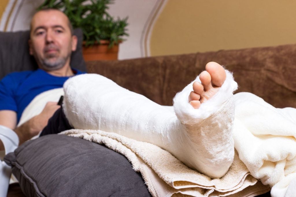 man resting from an accident injury