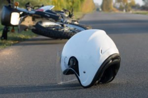 motorcycle and helmet after a hit and run accident