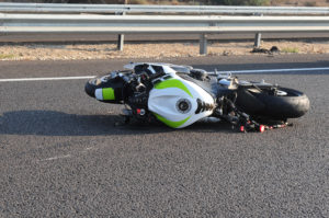 damaged motorcycle after accident