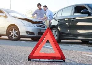 men reporting a car accident