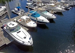 rental boats in a marina