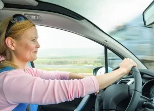 woman practicing defensive driving