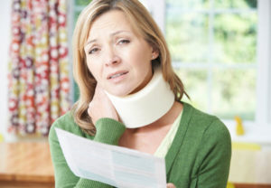 Woman with a neck injury