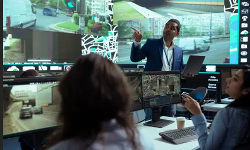 Team of Tampa wrong-way accident lawyers review CCTV footage of an accident related to the case they handle.